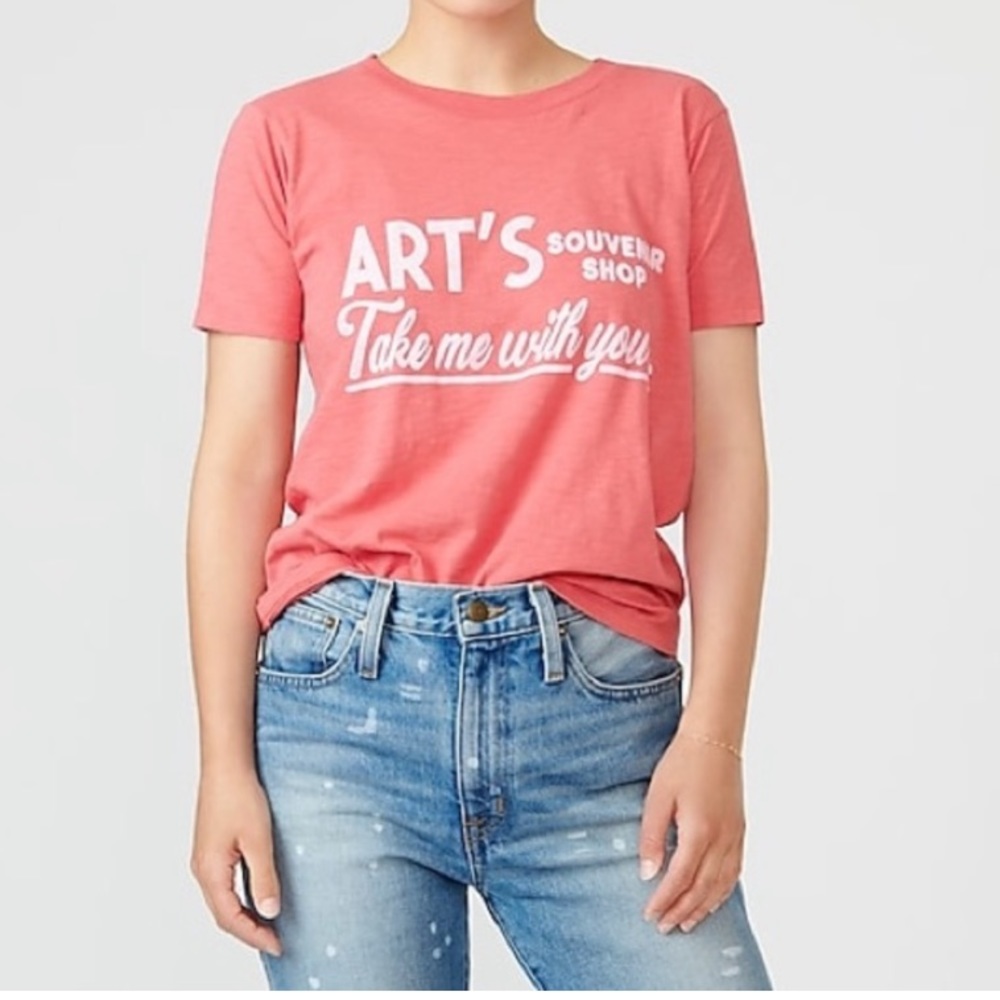 S 🔖 J. CREW Vintage cotton arts souvenir shop T-shirt Pink